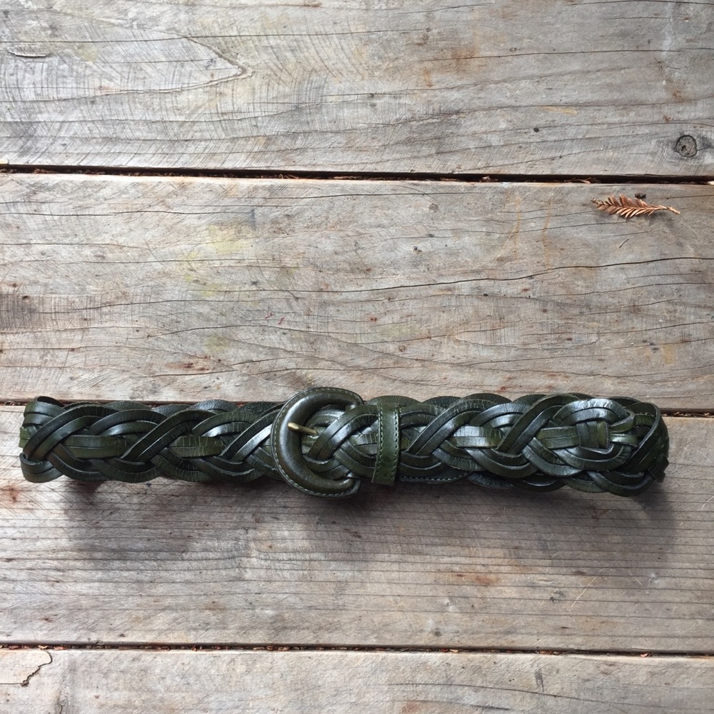 Coach | Green Woven Braided Leather Belt